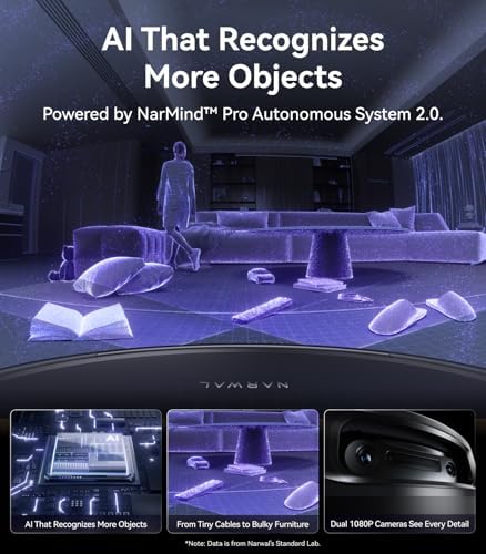 NARWAL Flow 2 Robot Vacuum and Mop Combo, 31,000Pa Suction, FlowWash Self-Cleaning Mop, AI Object Recognition, Self-Emptying & Refilling, 212℉ Hot Water Mop Washing, Tangle-Free Design, Black — view 3