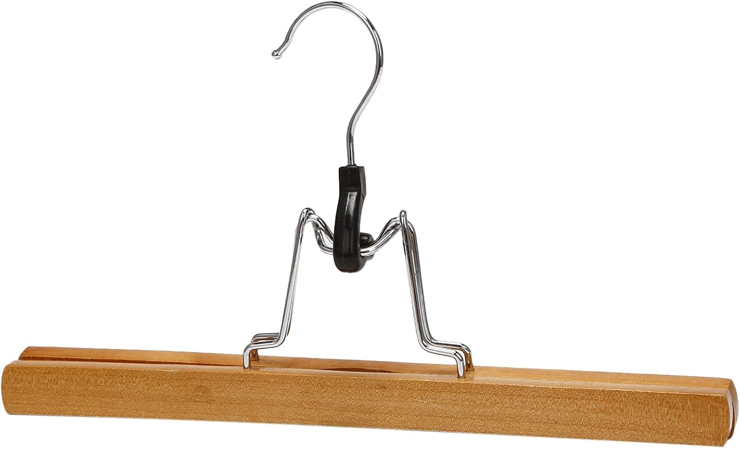 Mabstr 1 Set of 10 Trouser Clamp Hanger Solid Wood Anti-Slip Felt Hook Pant Skirt Hangers Natural