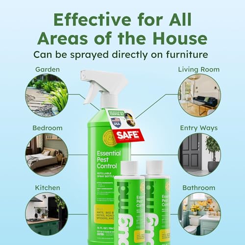 Image of BugMD Bed Bug Spray, Roach & Ant Killer, Indoor Cockroach Treatment, Pet Safe Plant-Based Pest Control for Home, Kills Spiders Fleas Mites, 64 oz Kit