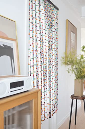 Haymaro 36Inch X 72Inch Hippie Boho-Bohemian Natural Wooden Door Beaded Curtain Doorway Beads Bamboo-Like Window Front Door Decor Curtains Home Decor Gift Set #TOP2