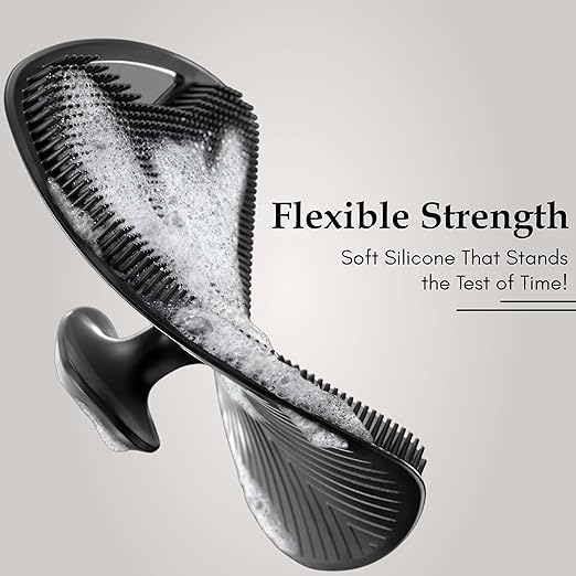 Image of Silicon Body Scrubber, Black, Comfortable Massage, Gentle Exfoliating, Muscles Relaxing, Promote Blood Circulation, 12.6cm x 9.2cm (Pack of 2)