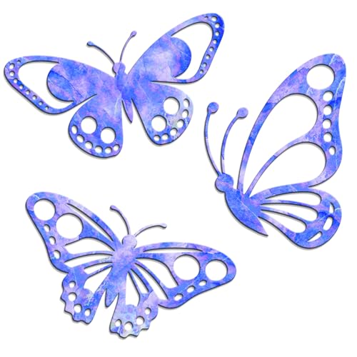 Kercan Metal Butterfly Decor Set of 3, Fence Decor Sculpture Hanging, Metal Butterflies Outdoor Decoration for The Garden, Patio, Fence, Home, and Yard (Purple)