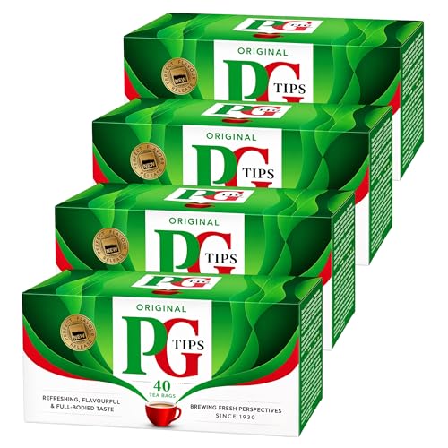 PG Tips Té Negro Original 40 Bolsitas 116 g - Té Inglés Clásico con Sabor Intenso, Ideal para Desayuno o con Leche - Pack Laborawi (160 Bolsas (464g))
