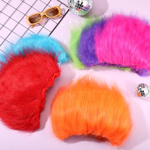 Image of Geyoga 6 Pcs Funny Wig Crazy Hair for Halloween Party,6 Colors A
