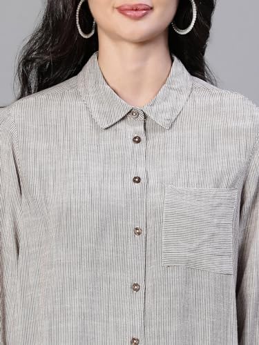 Image of oxolloxo Women's Striped Regular Fit Shirt