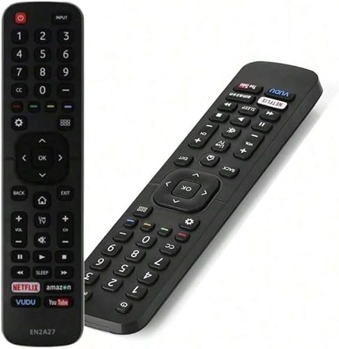 EN2A27 Replacement Remote Control for Hisense Smart TV, with Netflix, Amazon, VUDU, YouTube Buttons, Black, 20.5 x 4.5 x 1.7cm