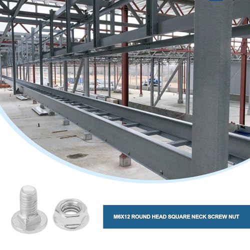 SG Store 100 Sätze M6x12 Schlossschrauben Und Muttern Rundkopf Vierkanthals Verzinkte Stahlschrauben Becherflanschmutter für die Maschinenindustrie Reparatur von Haushaltsgeräten