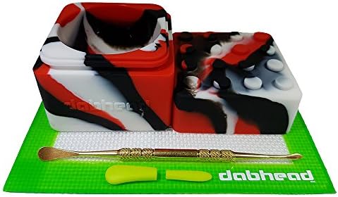XXL Silicone Stackable Black/White/Red Container Jar - Non Stick Green Mat - Gold Tool With Silicone Tips