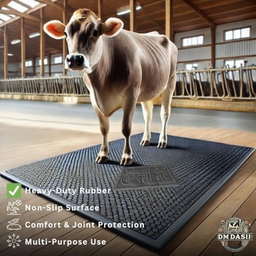 Image of DM DASII Premium EVA Cow Mat | 8x5 ft | 30mm Thick | Durable, Shock-Absorbent & Waterproof | Anti-Slip & Easy to Clean | Ideal for Cows, Buffaloes & Dairy Farms(Super Deluxe, Black)