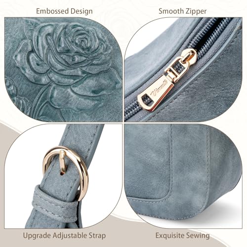 Image of Shoulder Bag for Women, Small Embossed Vegan Leather Hobo Purse | Elegant Crescent Shape Shoulder Purse with Top Handle, Adjustable Strap, Underarm Style for Daily Use, Travel & Gift Choice