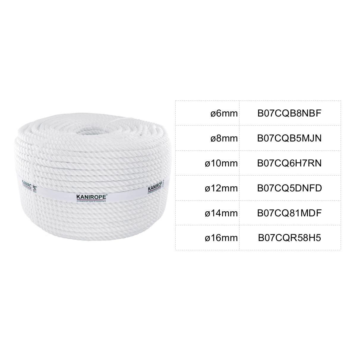 Kanirope Cuerda de poliamida trenzado (10 mm de diámetro, 220 m, 3 hilos)