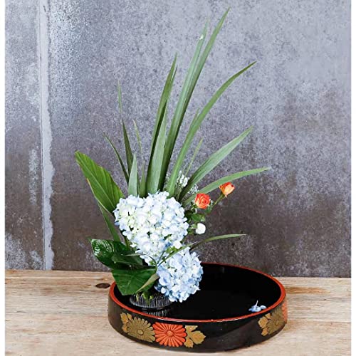 Japanese Flower Frog Ikebana Vase Kit Flower Container With 2.4" Floral Frog And 2 In 1 Kenzan Needle Straightening Tool-8.3" Plastic Ikebana Bowl #TOP6