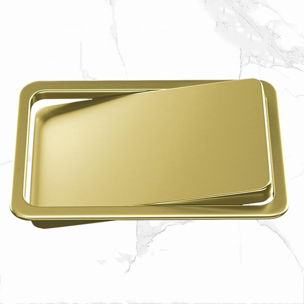 DFGHNBVC Trash Can Lid Recessed Counter Top Covers, Trash Bin Flap Cover Built-In Countertop Recessed Garbage Can Lid, Stainless Steel Kitchen Garbage Grommet Swing Lid,Yxg98T2392-Gold,Gold