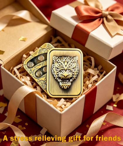 Image of Fidget Slider, Metal Poker Push Card, Fidget Toy, Fidget Clicker for Adults Teens, Relieve Stress Anxiety ADHD, Gift for Boyfriend, Husband and Father (Lion)