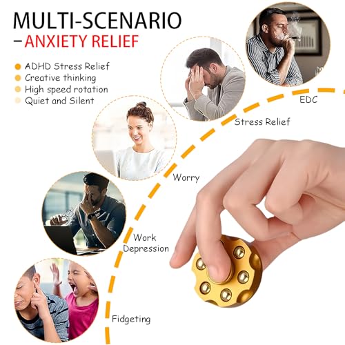 Metal Fidget Spinner, Cool Alloy Fidget Toys for Kids & Adults, Alloy Hand Finger Spinner Cube | ADHD Stress Relief, Focus Aid, Unique Desk Spining Toy Party Favor & Novelty Cool Gadget Gift