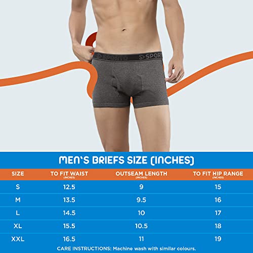 Image of sporto Men's Mid-Rise Super Soft & Comfortable Solid Cotton Square Trunks with No-Fold & No-Pinch Elastic Waistband (Combo Pack)