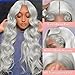 GHYK Grey Lace Front Wigs Human Hair Body Wave 13x6 HD Lace Front Wigs Human Hair 30 Inch
