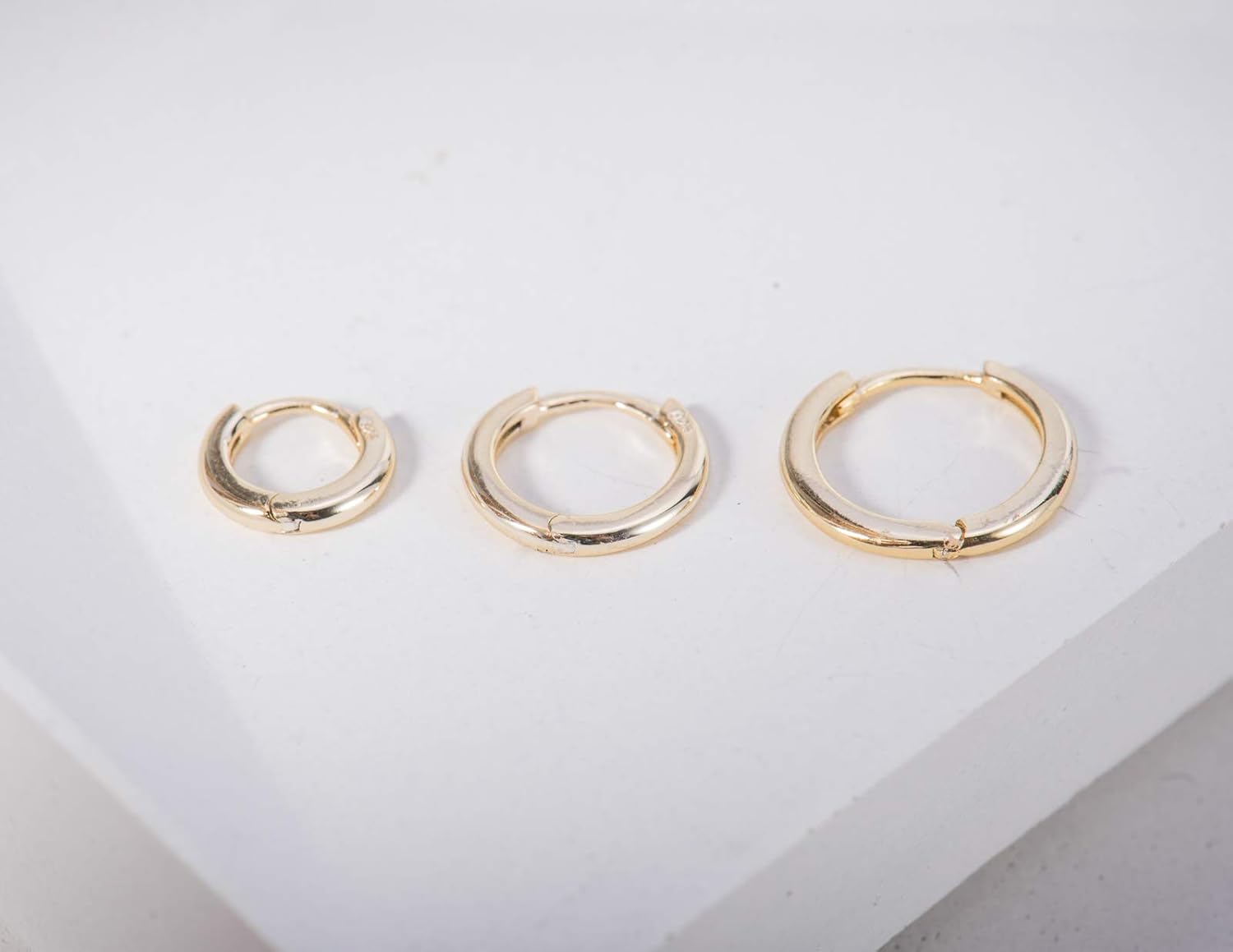 18K Gold Plated Sterling Silver Small Hoop Earrings Ring Cuff Ear Huggies | Simple Mini Hoops | Minimalist Second Hole Hoops Cartilage Hoop - Image 6