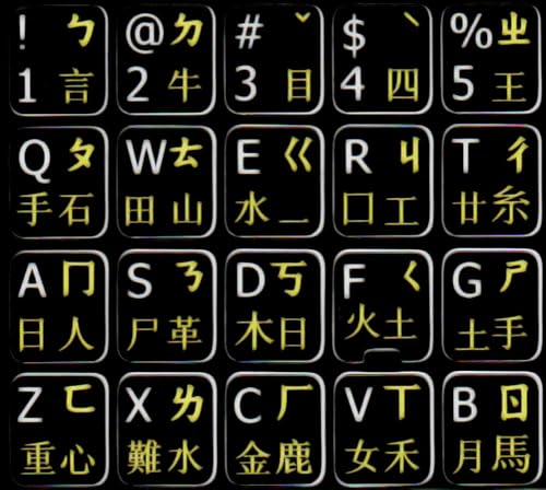 Pegatinas para teclado chino-inglés fondo negro miniatura 4