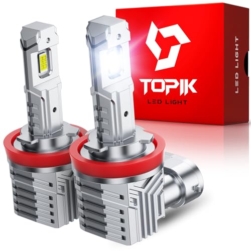 TOPIK Brightest Upgraded H11 LED Bulbs, 30000LM 6500K Super Bright Bulbs, Fog Light Compatible, 1:1 Size Drving Lights with IP67 Waterproof, H8 H9 Driving Lights, 2PCS