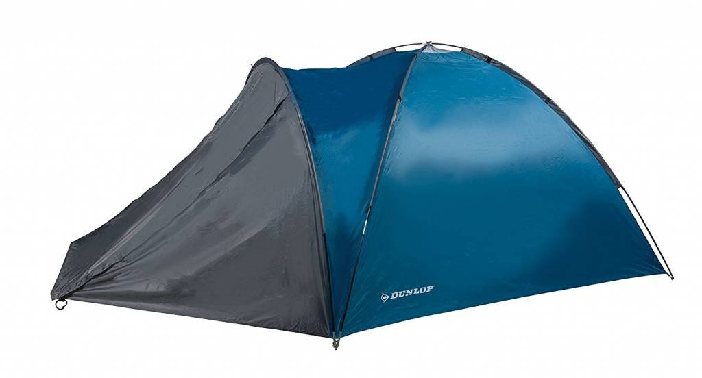 Dunlop Zelte für 2-4 Personen, Kuppelzelt Camping Outdoor Zelt, Blau/Grau