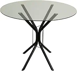 Mesa De Jantar Ana Tamanhos de 60x70x80x90cm Tampo Redondo ou Quadrado Vidro Temperado Espessura 6mm (TAMPO REDONDO PRETO, 60CM)