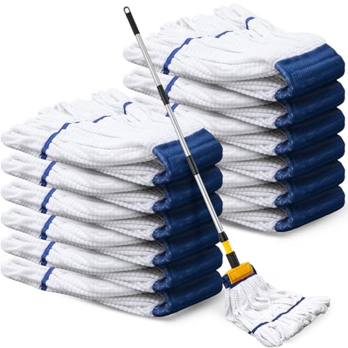 Image of Hushee 6 Pack Large Microfiber Tube Mop Heads 18 oz Heavy Duty Commercial Industrial Wet Mop Head Refill Reusable Machine Washable Looped End Mopheads for Hardwood, Tile, Laminate Floors (White)