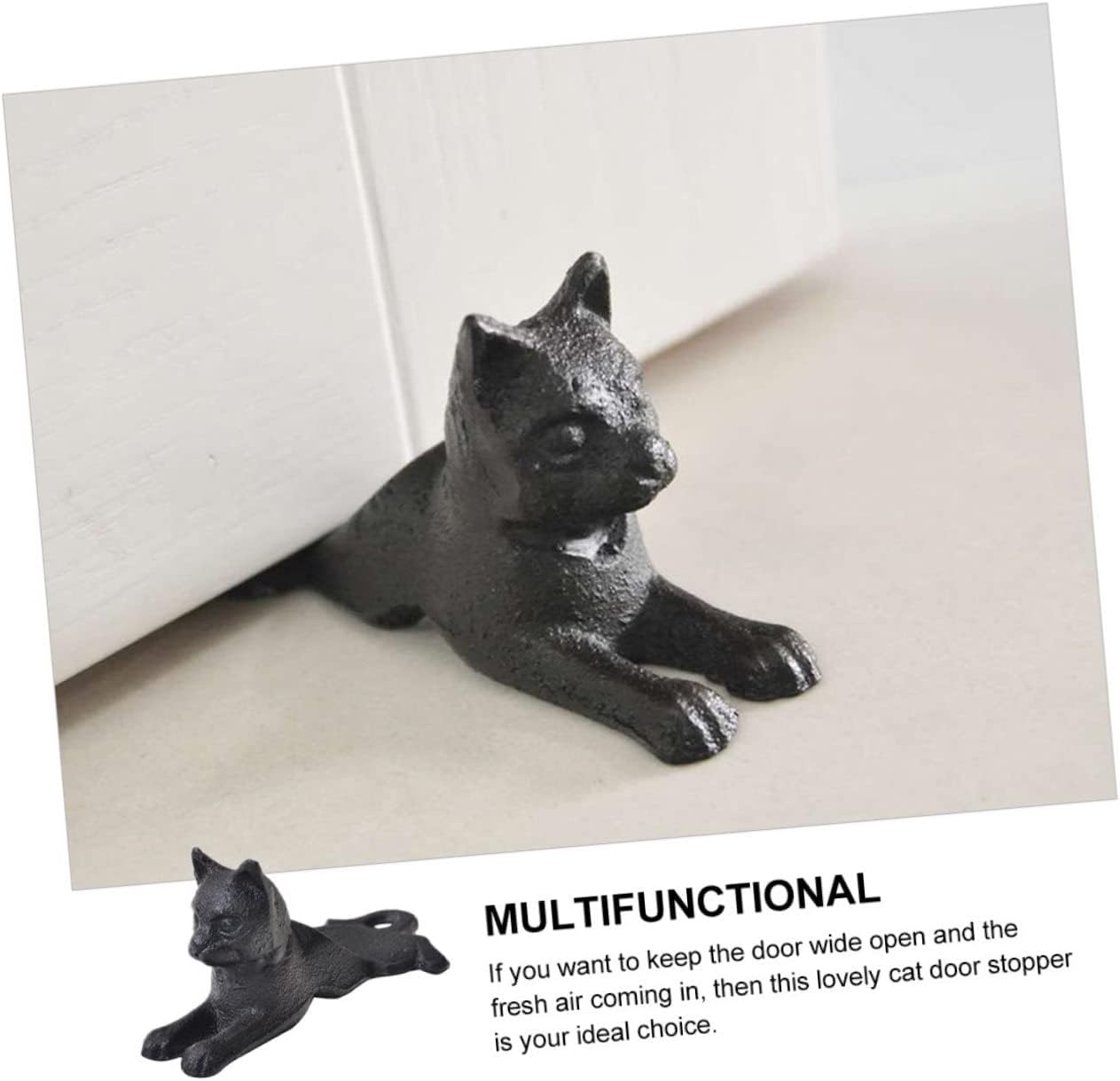 Operitacx 2pcs Heavy Duty Cast Iron Cat Shaped Doorstop Windproof Wedge Door Wedge Stopper for Front Bedroom and Workroom Doors Scratch Protecting Decorative Holder