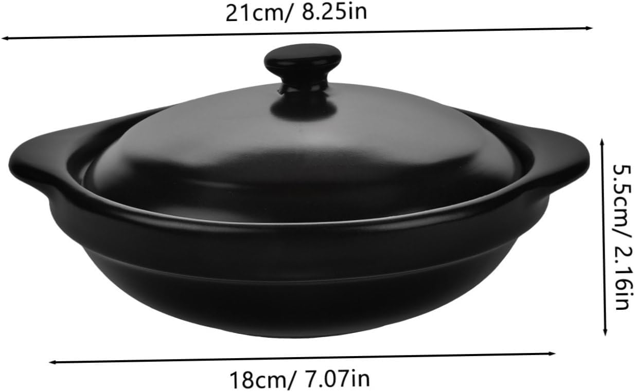 Japanese Ceramic Casserole Pot with Handle Even Heat Distribution Cooking Stew Pot for Bibimbap and Braised Rice Smooth Surface Stoneware Person Household
