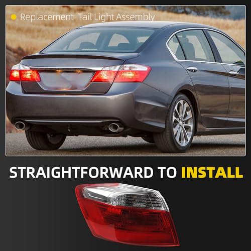 Image of Dasbecan Halogen Tail Light Assembly Compatible with 2013 2014 2015 Honda Accord Sedan EX LX Sport Rear Lamp Taillight Left Driver Side Replace#33550T2AA01 HO2804101