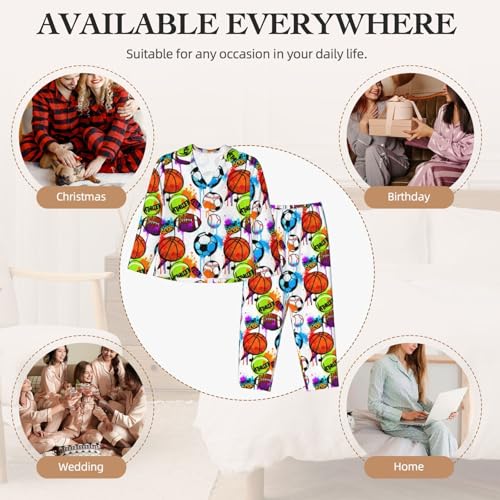 Image of Women'S Long Sleeve Pajama Set Soft Loungewear Button-Down Top & Elastic Waist Pants S- 2XL