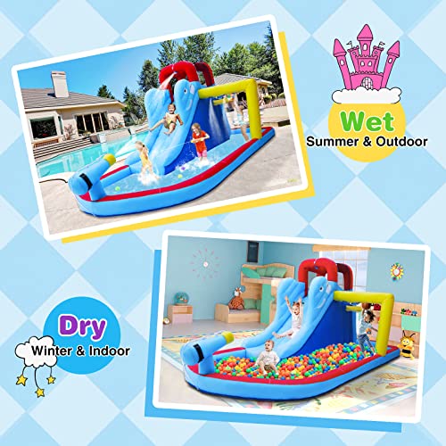 JOYLDIAS Inflatable Bounce House, Water Slide Bouncer Playhouse Castle w/Splash Pool, Climbing Wall, Basketball Hoop & Carry Bag, 480W Air Blower for Kids Backyard Indoor Outdoor Use, Free Water Gun - image 6