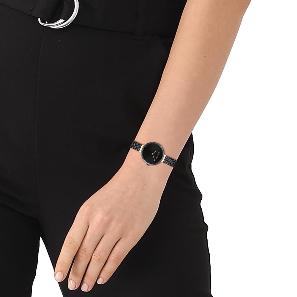 Calvin Klein Reloj Analógico de Cuarzo para Mujer con Correa de Malla de Acero Inoxidable