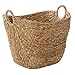 Deco 79 Seagrass Handmade Decorative and Functional Storage Basket Large Woven Basket Organizer with Ring Handles, Basket for Storage 20" x 18" x 19", Brown