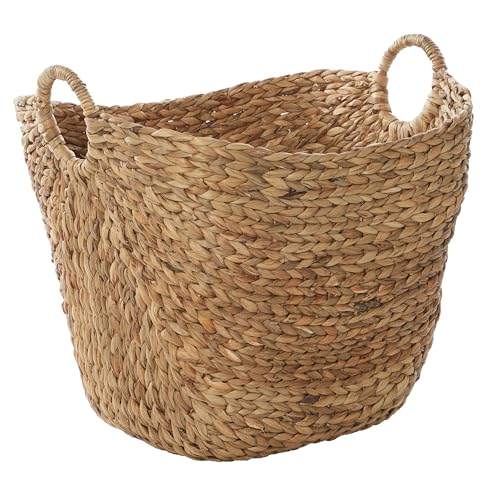 Deco 79 Seagrass Handmade Decorative and Functional Storage Basket Large Woven Basket Organizer with Ring Handles, Basket for Storage 20″ x 18″ x 19″, Brown