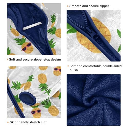 Pineapple Toddler Fleece Jacket Baby Boys Hooded Zipper Long Sleeve Thick Warm Outerwear 3-10 Years3