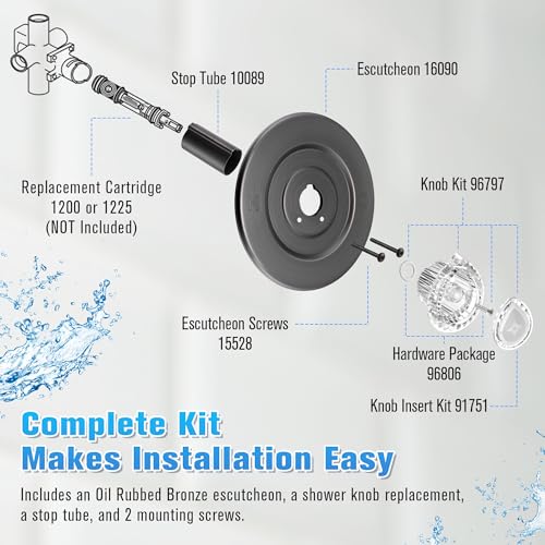 Image of Enhon Tub and Shower Trim Kit, Shower Trim Compatible with Moen Chateau T470 Single Handle Tub /Shower Standard Valve, Escutcheon Screws Tube and Handle(Oil Rubbed Bronze, Knob)