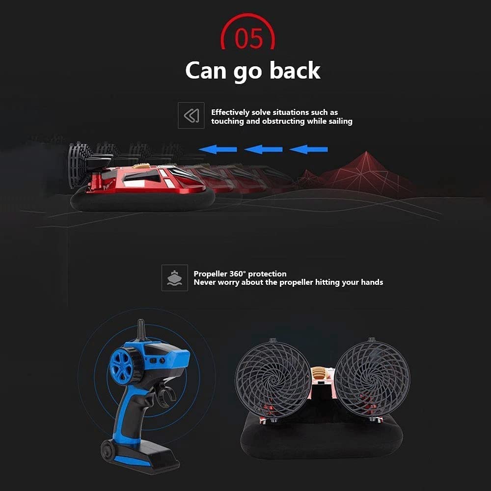 HEBXMF Rc Ship 2.4G Amphibious Hovercraft RC Vehicle Hobby Remote Control Rowing All Terrain Water Beach Pool Remote Control Boat Kids Waterproof Electric Toys Birthday Gifts