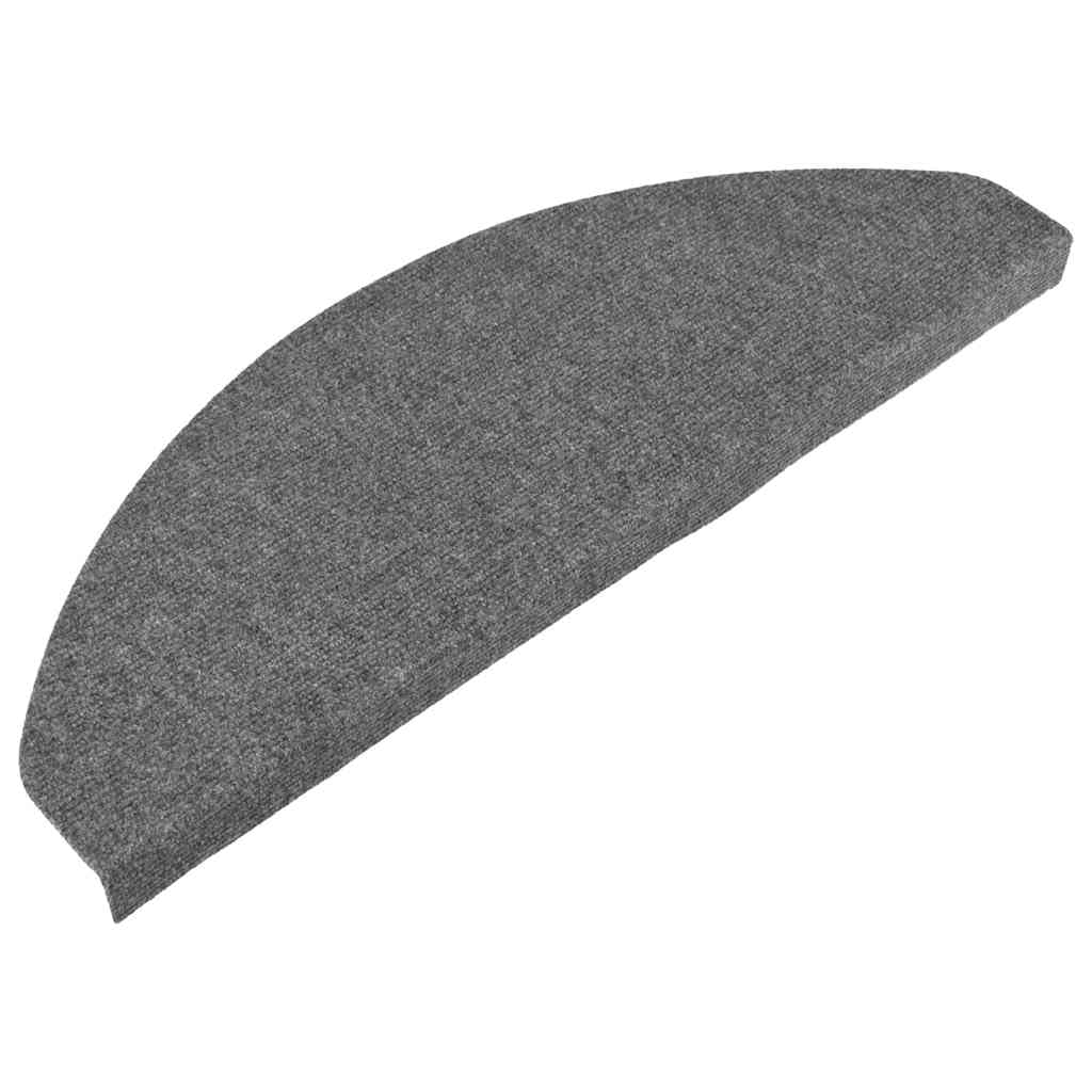 Vidaxl Grey Self-Adhesive Stair Mats - 15 Pcs, 65X22.5x3.5 Cm, Sound Dampening, Durable Needle Felt Fabric, Quick Installation