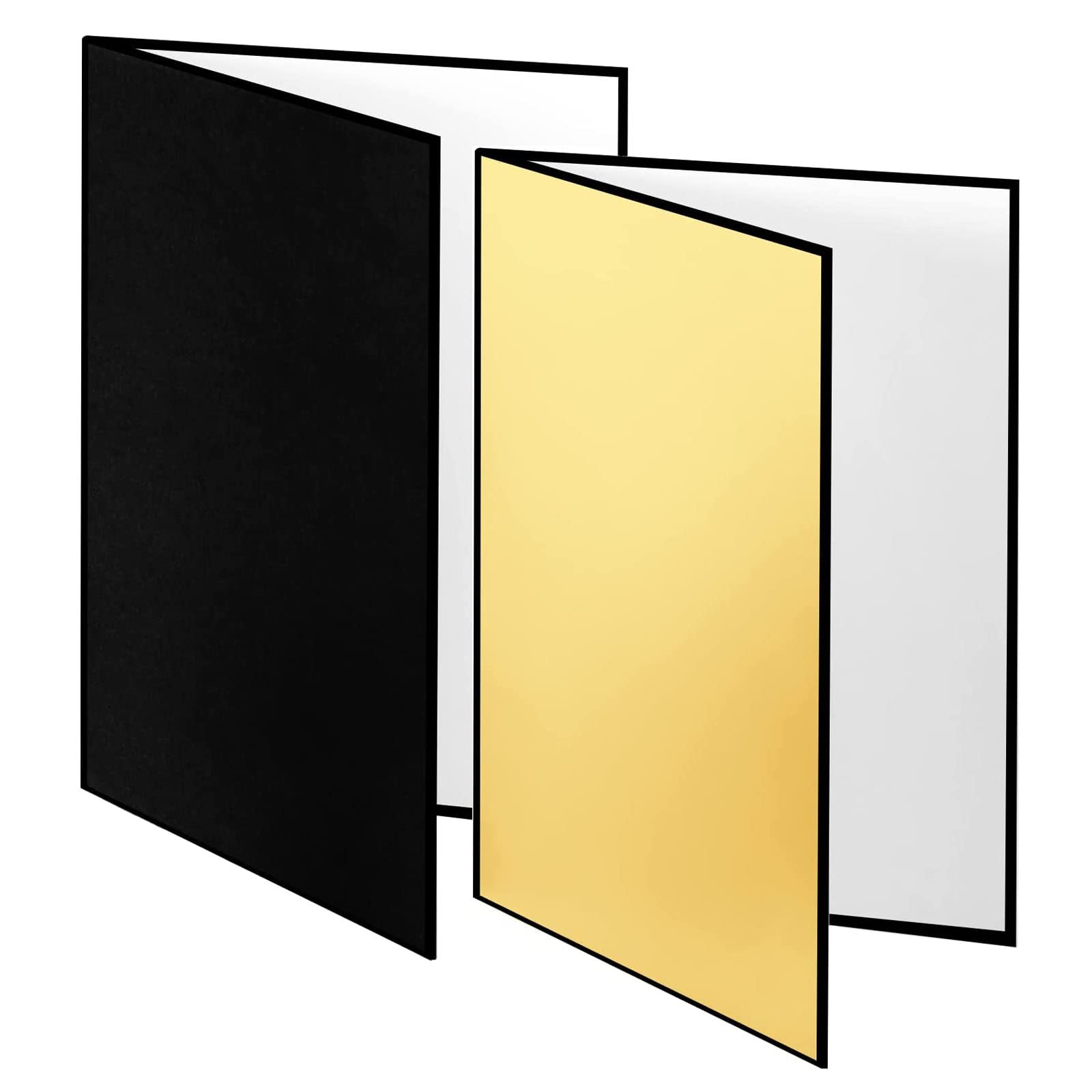 2PCS 4 in 1 12"x8" Photography Light Reflector Cardboard, A4 Paper Folding Light Diffuser Board for Studio, Still Life, Product Shooting - Black, Gold, Silver, White (Black/Gold/Silver/White)