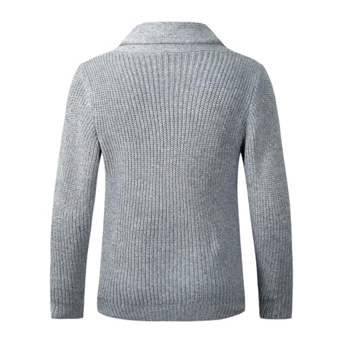 Men Sweaters Turn Down Collar Knit Cardigan Solid Single Breasted Casual Knitwear Sweatercoat3