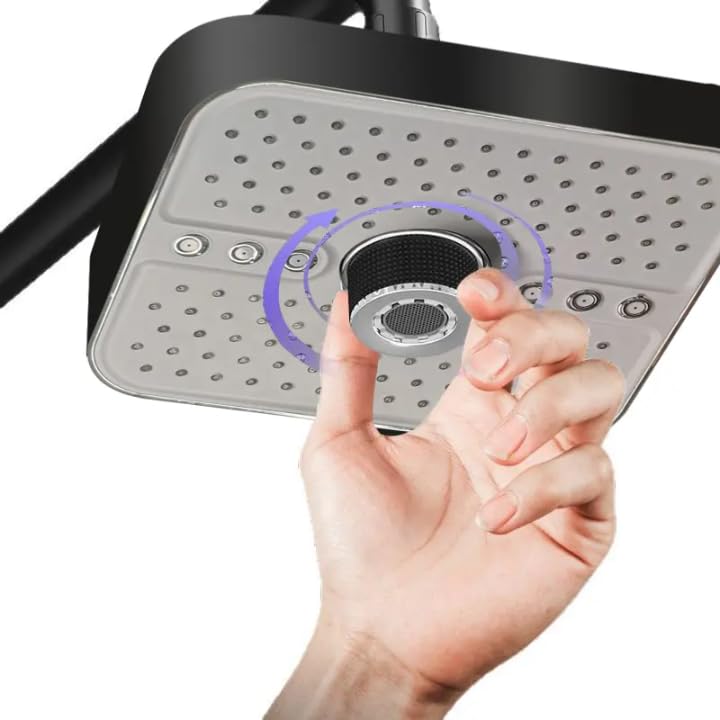 Multi-Mode High Pressure Overhead Shower with Liquid Silicone Nozzles, Multiple Spray Settings-image-21