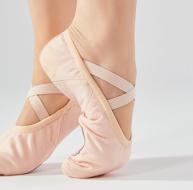 missfiona Canvas Ballet Shoes for Girls Toddler Dance Slippers with Flex Arch,Split Sole2