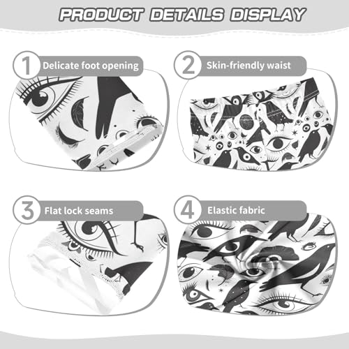 KLL Black and White Evil Eyes Toddler Girl Basic Leggings Casual High Waisted Yoga Pants Sports3