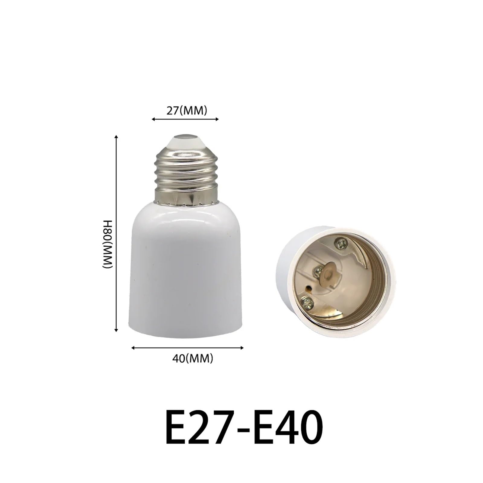 Generico 10-50PCS B22 E27 E14 GU10 E40 Lampadina Portalampada Convertitore del supporto Base Adattatore di conversione della luce ignifuga Accessori for l'illuminazione(40pcs,E27 to E40)