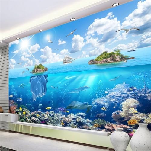 Fresque murale 3D île paradisiaque pour transformer votre coin TV - 2