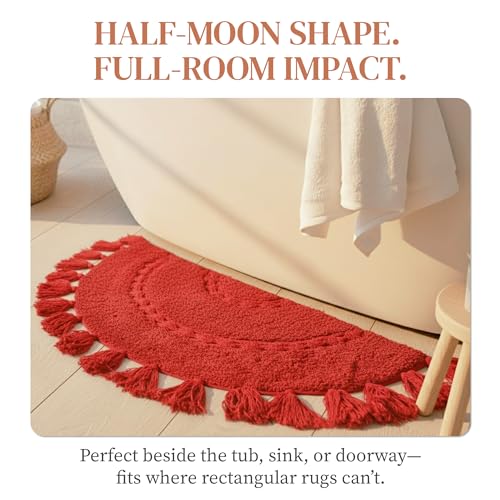 Tapete Bohemio de baño con algodón y crochet 42x22 miniatura 4