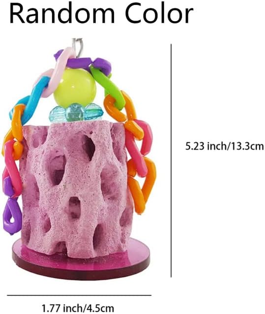 PengLAI 2 Pcs Parrot Chew Toy - Calcium Stone Hanging Chew Toy for Macaw African Grey, Cockatiel (Random Color) - Image 3
