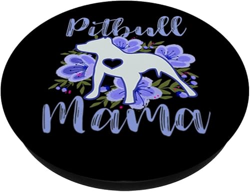 Miniatura 2 de Pitbull Mama - Soporte y agarre para teléfonos y tabletas, diseño de flores, color azul, Negro