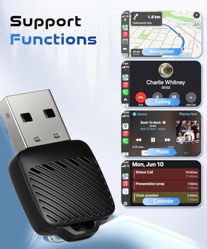 Image of 2-in-1 Wireless Car Receiver for Android Auto & CarPlay, Converts Wired to Wireless, Bluetooth Plug & Play Receiver - Compatible with OEM Factory-Fitted Wired Systems (Black)